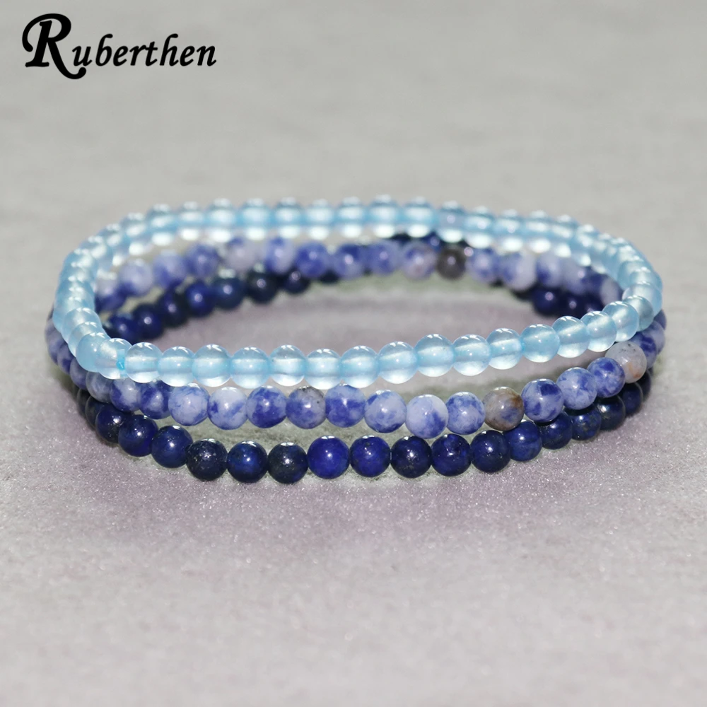 Ruberthen синий браслет из содалита высокого качества натуральный селестин браслет мини драгоценный камень энергии браслеты