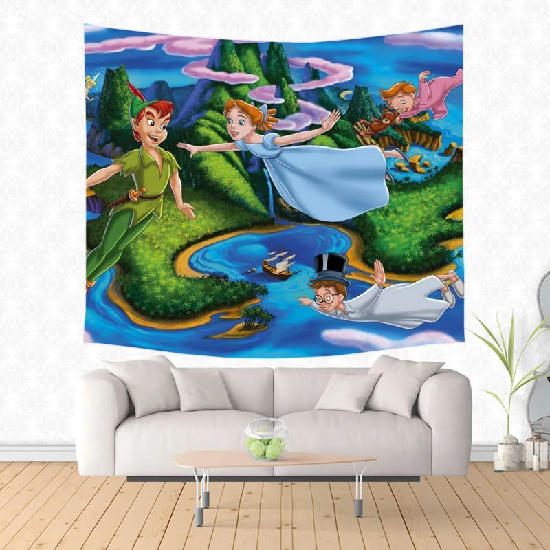 

Custom Wall Hanging Tapestry Home Decor peter pan Pattern Bedspread Yoga Mat Picnic Cloth Travel Blanket