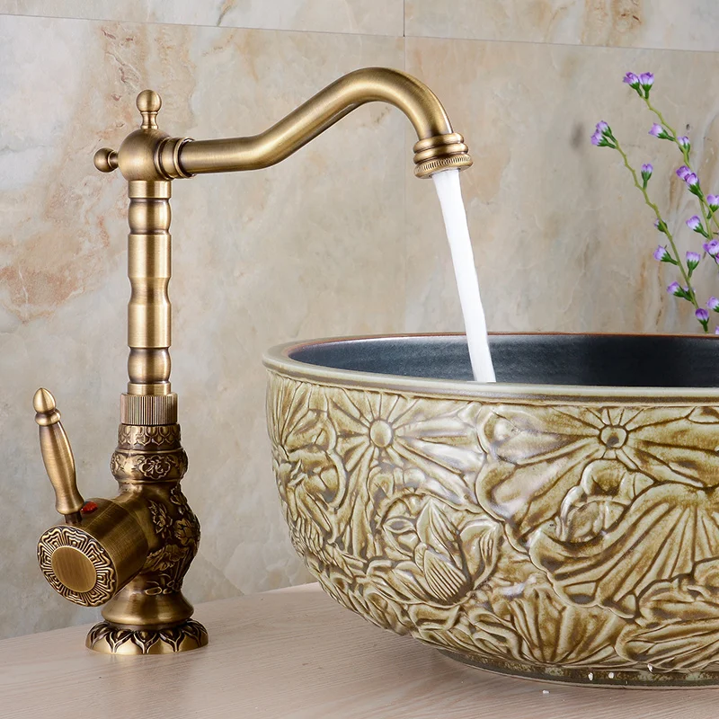 

all copper retro-revolving and retro-carving basin with cold and hot stage and artistic basin mixed with water tap