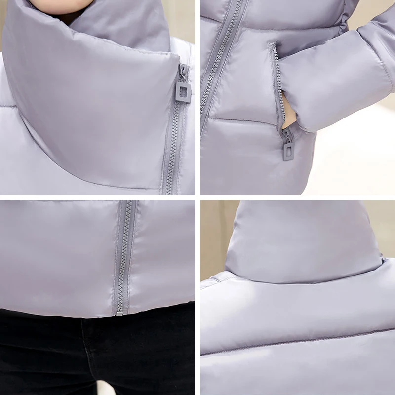 Stand Collar Winter Jacket Women Solid Stylish Womens Basic Jackets Outwear Autumn Short Coat Jaqueta Feminina Inverno 2018 New