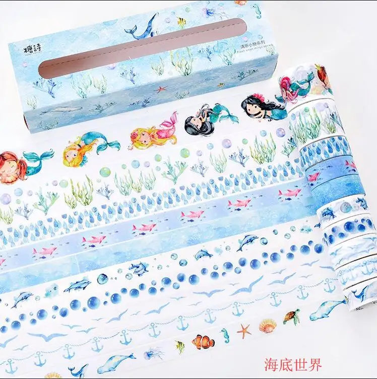 

10rolls/lot Dream submarine world Mermaid/seaweed/shell Fairy tale Decoration Washi Tape DIY Planner Scrapbooking Masking Tape