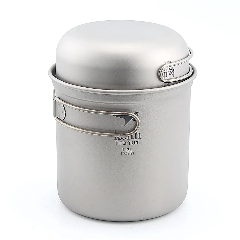 

Keith Ti6051 Titanium Cookware Pot Outdoor Camping Ultralight Titanium Cookware 400+1200ml