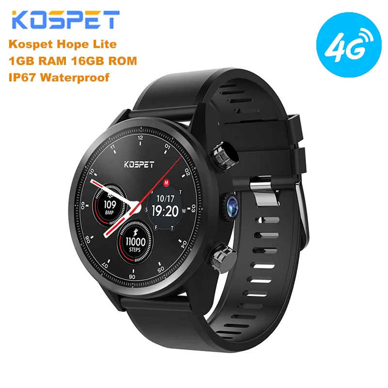 Kospet Hope Lite 4G Smartwatch IP67 водонепроницаемые для мобильного телефона часов Android 7 1 MTK6739