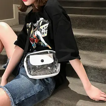 

Fashion Wild Transparent Shoulder Messenger Bag Fashion Causual PVC Transparent Woman Crossbody Bags Jelly Small Phone Bags