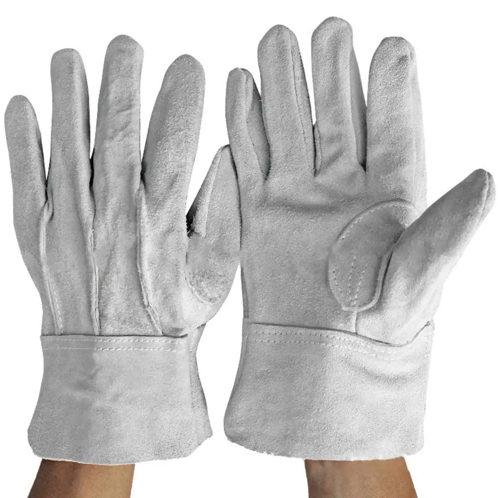 Огнестойкие прочные белые перчатки сварщика из коровьей кожи удобные перчатки для защиты от нагрева рабочие перчатки для сварки металлические ручные инструменты 230 мм - Цвет: White