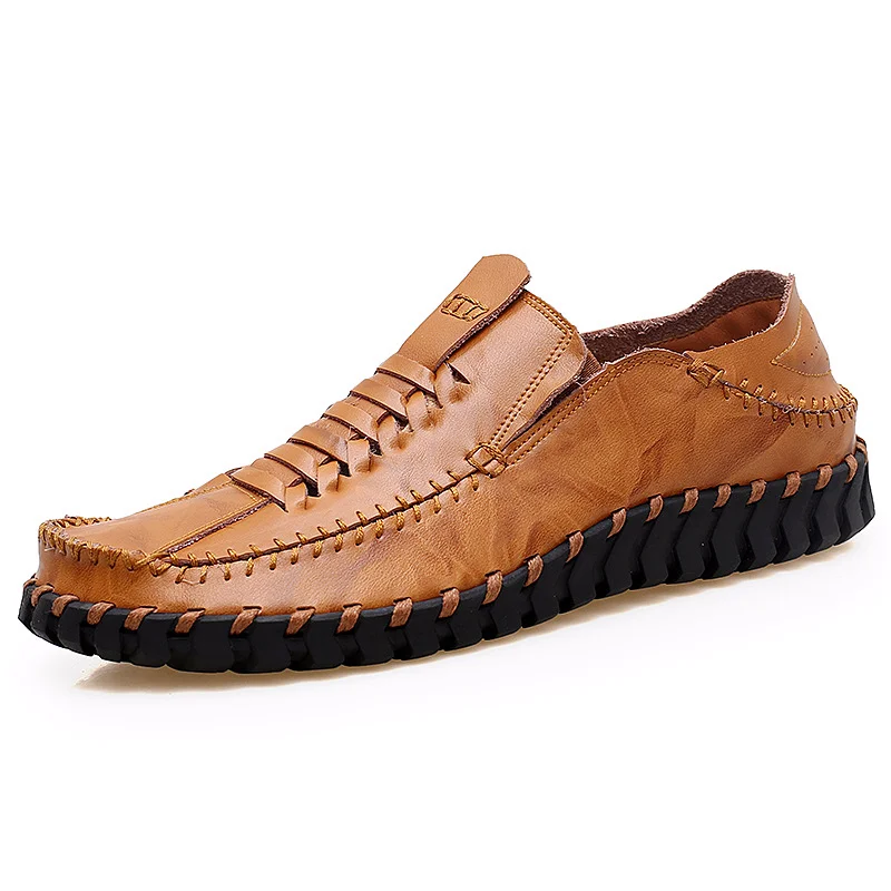 

2018 spring new men's casual shoes, leather flat bottom men shoes