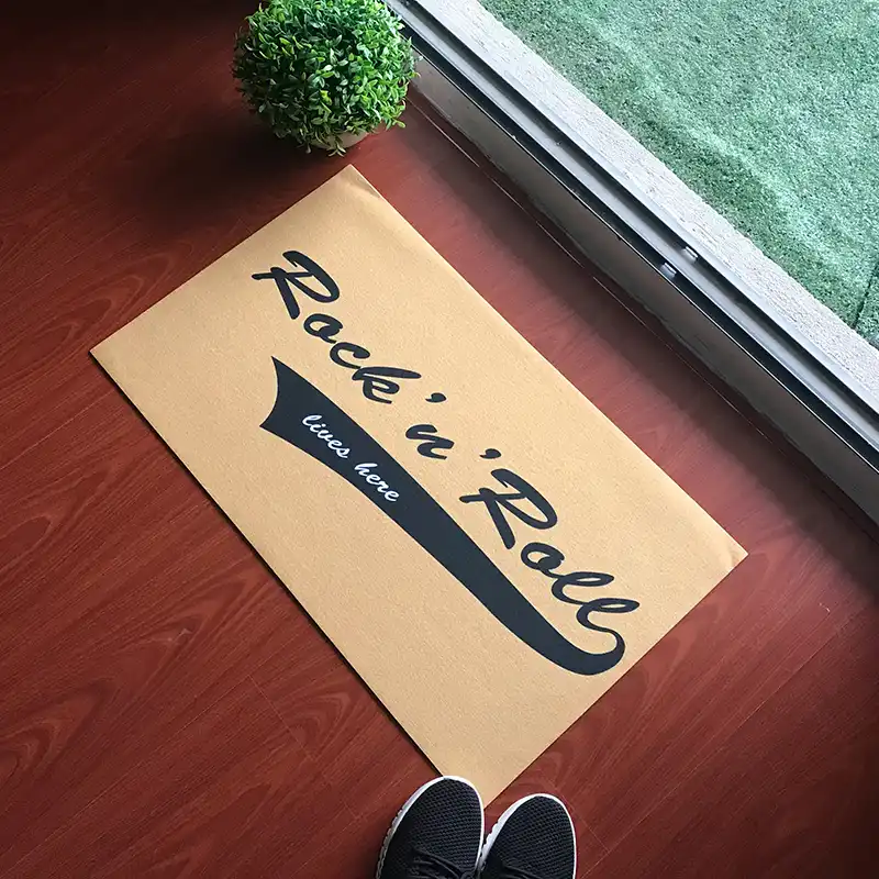 Custom Made Name Or Brand Logo Funny Doormat Rock And Roll Live