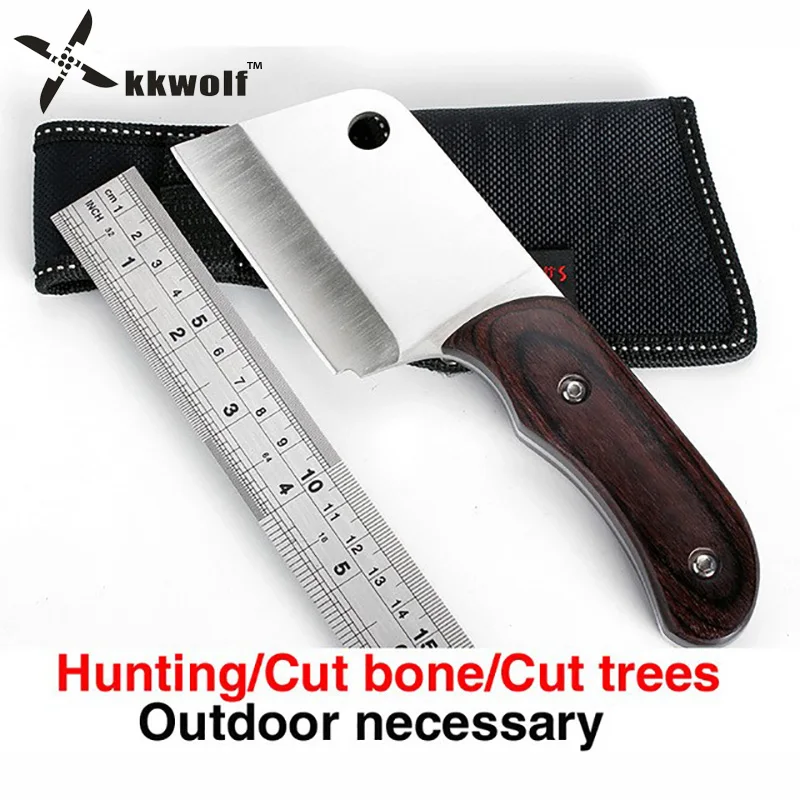 

KKWOLF Handmade hunting knife 440c blade Outdoor Survival Combat Tactical Knife Ebony handle multitool Portable Defense Camping