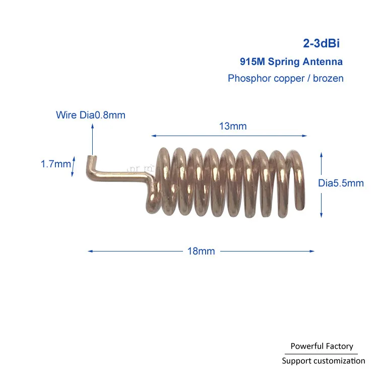 Customized Phosphor Copper / Bronze 3Dbi Internal PCB Spring 915 Mhz Coil Antenna