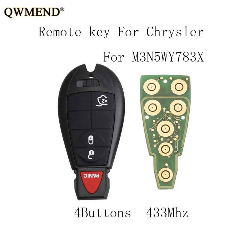 QWMEND 4 кнопки 433 МГц полный дистанционный ключ DIY для Jeep Grand Cherokee 2008 2009 2010 2011 2012 M3N5WY783X