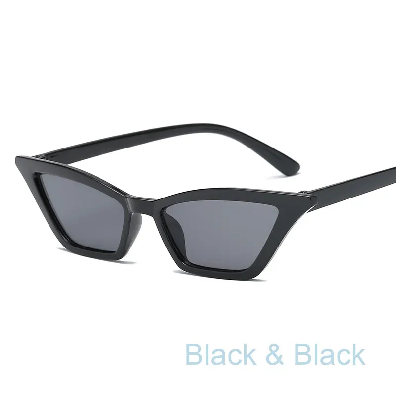 Новые модные сексуальные солнцезащитные очки кошачий глаз, женские маленькие ретро солнечные очки Cateye розового цвета, женские винтажные очки 90 s, очки с защитой от уф400 лучей - Цвет линз: BLACK BLACK