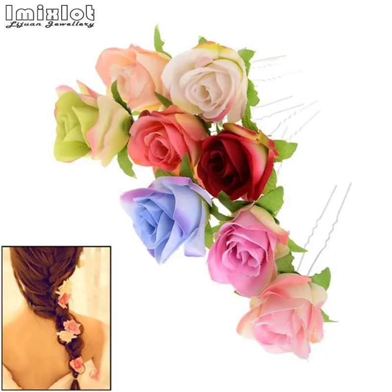 

Wholesale 6Pcs Wedding Bridal Hairpin Rose Flower Hair Pin Beauty Hair Clip Women Accessory Jewelry