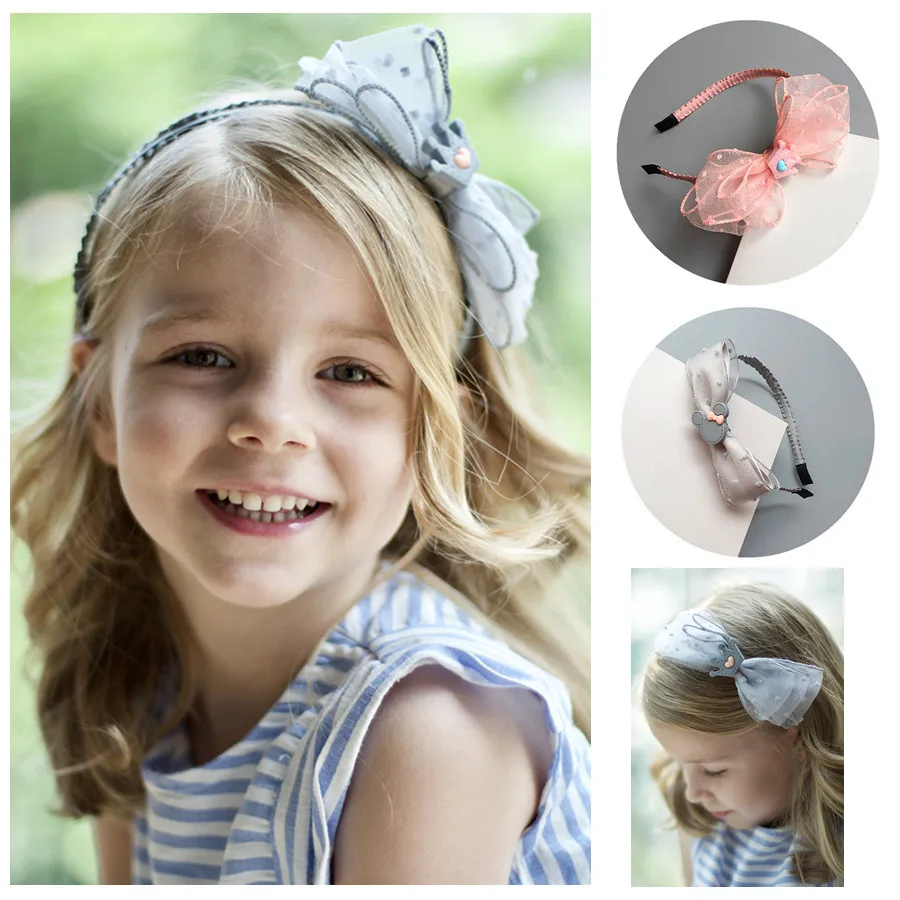 Child kids hair accessories Korean chiffon BowKnot Head hoop Hairband