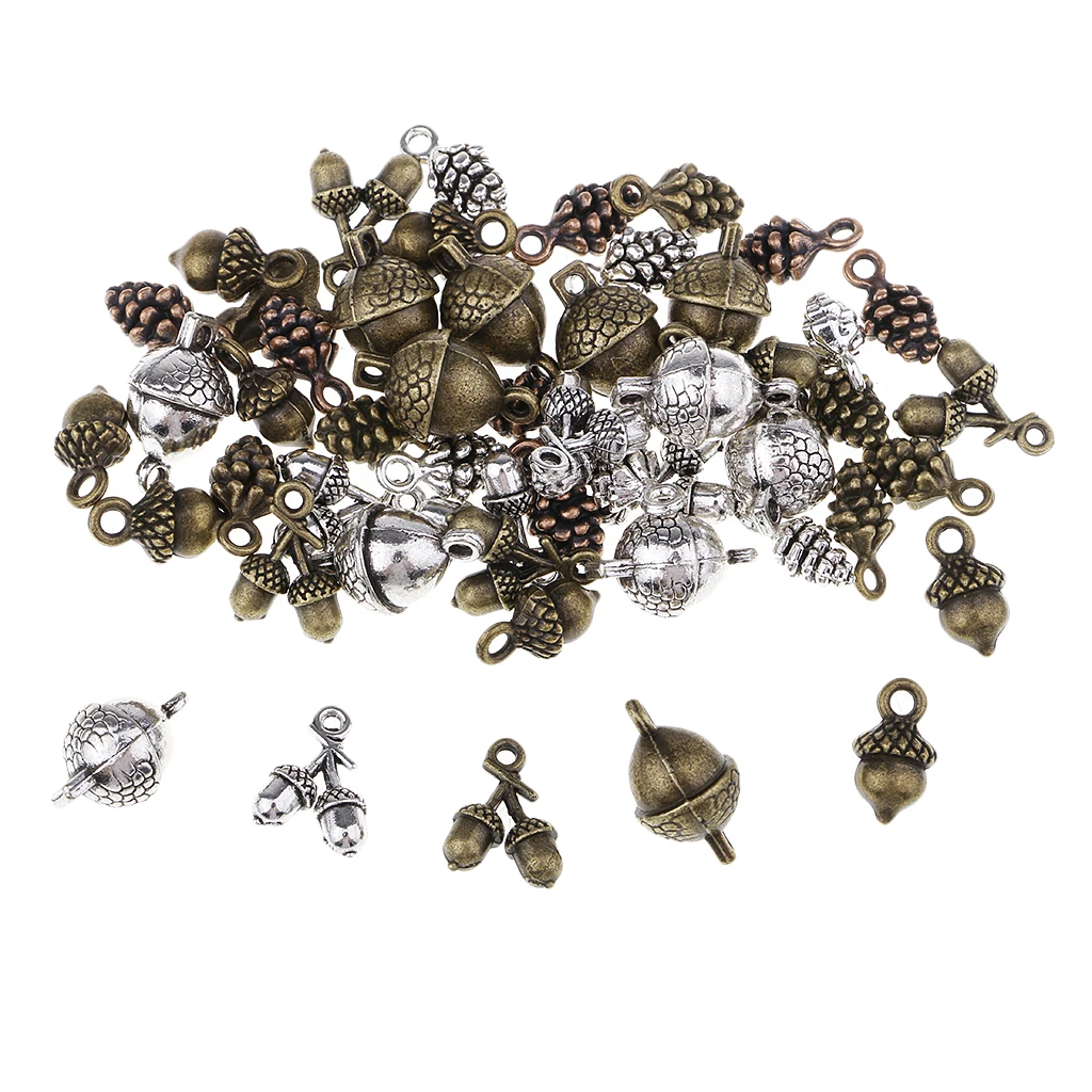 50pcs Xmas Pine Cone Pendants Charms DIY Kids Christmas Hair Accessories Findings Bracelet Necklace Earrings Pendants