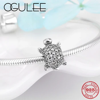 

2018 Fashion 925 Sterling Silver Parade little turtle charms crystal CZ beads diy Jewelry Making fit Original Pandora Bracelet
