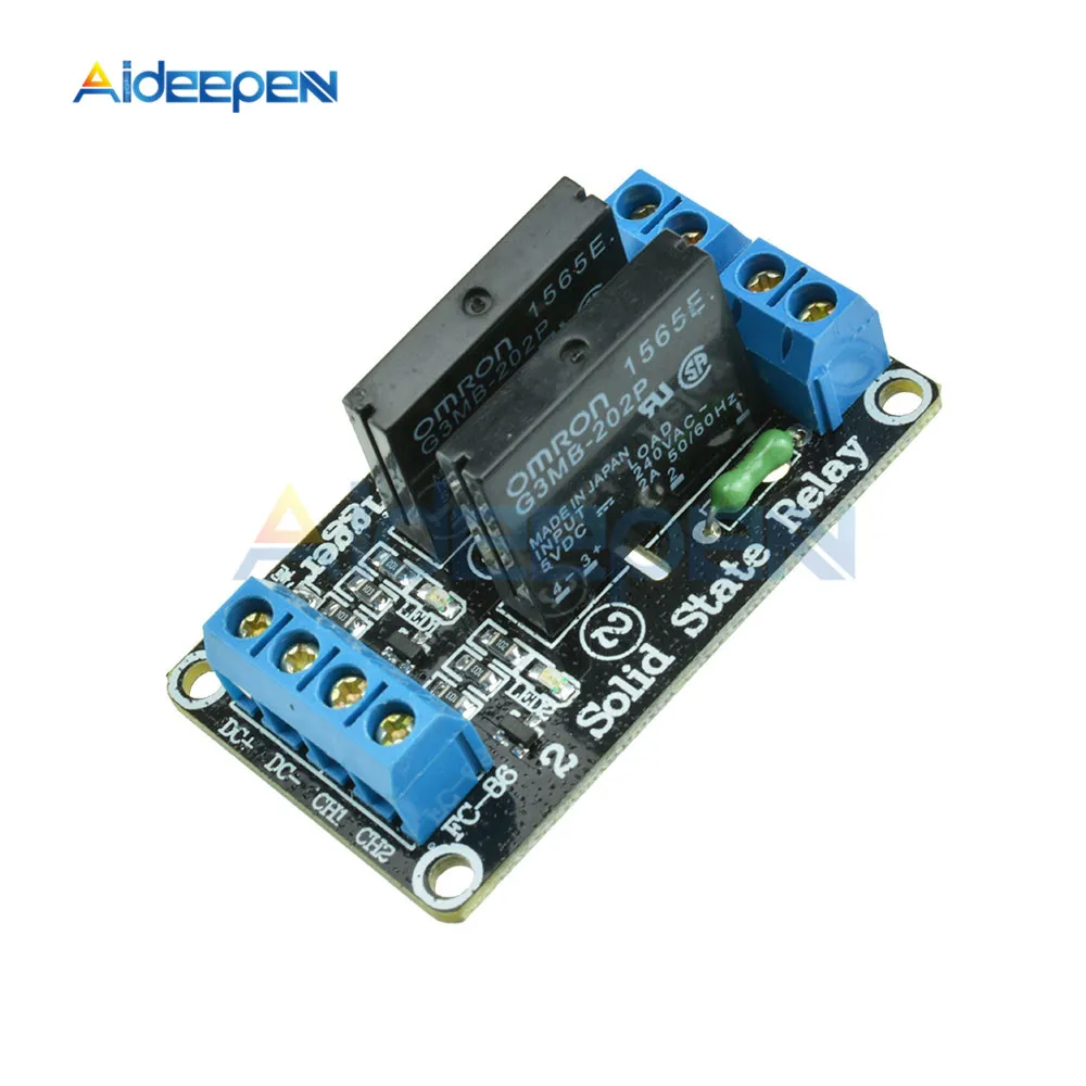 

5V DC 2 Channel Solid-State Relay Board Module High Level for Arduino Board