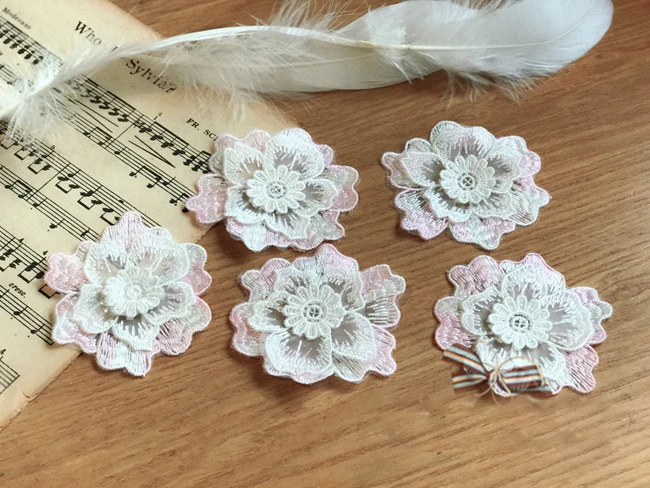 

6 см, ширина 2,36 дюйма, 20 шт., розовые, постепенное 3D цветы, вышивка, кружевные аппликации, нашивки L14M152