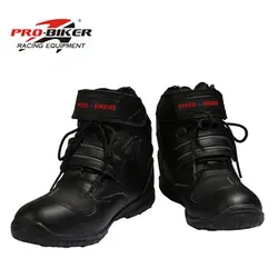 PRO-байкер дышащая мотоботы мото обувь мотоциклов Нескользящие езда Гонки Мотокросс PU кожаные ботинки для Для мужчин Для женщин