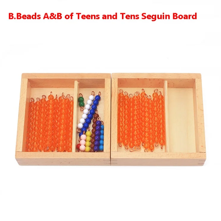 Montessori Teaching Math Toys Teens and Tens Seguin Board with Beads Bars Wood Toys Early Childhood Education Preschool Training 8