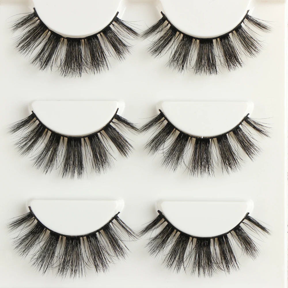 

3 Pairs MH03 Natural Long Mink Hair False Eyelashes Set Make up Thick Cross Cilia Fake Eye Lashes Makeup Extension Tools