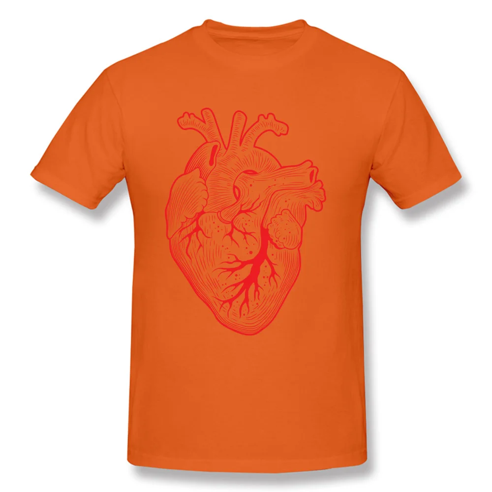 Men's T-Shirt ANATOMICAL HEART Print Tees 100% Cotton Crew Neck Short Sleeve Casual Tops Shirt NEW YEAR DAY Drop Shipping ANATOMICAL HEART orange