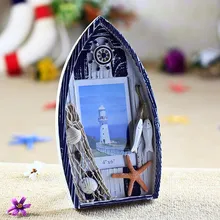 6in корабль модель фоторамка Средиземноморский стиль, дерево фоторамка ручной работы ремесла для домашнего свадебного украшения Gfits