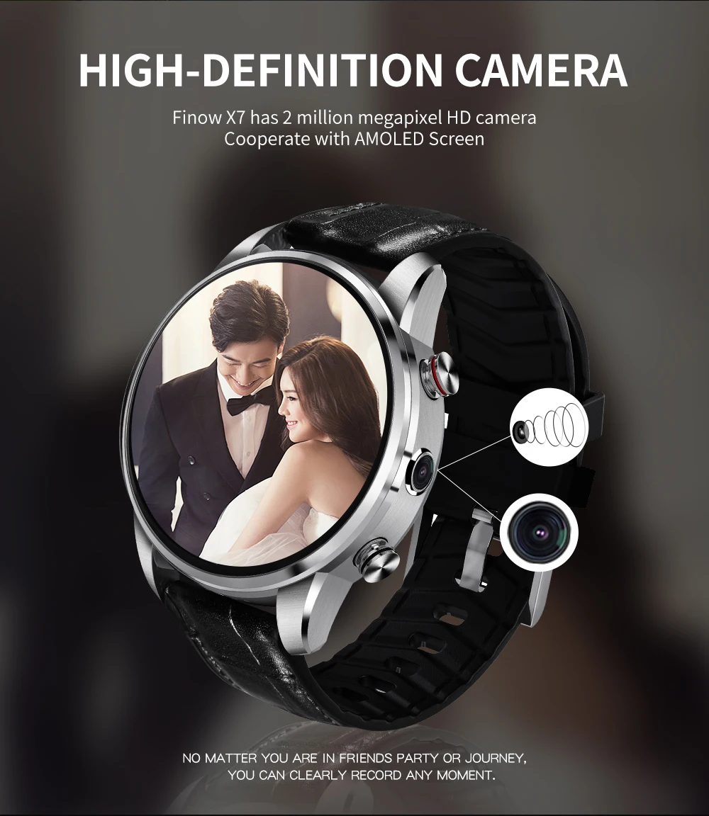 FINOW X7 4G Smartwatch телефон 1,39 дюйма монитор сердечного ритма Смарт часы Android 7,1 MTK6739 1 ГБ Оперативная память 16 Гб Встроенная память BT 4,0