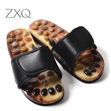 Мужские массажные тапки с булыжником; обувь с подошвой; мужские домашние тапочки с Т-образным ремешком; Летние Нескользящие массажные тапочки