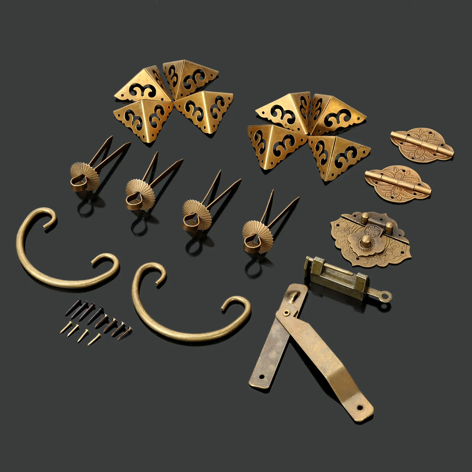 Brass Hardware Set Furniture Knobs and Handles +Hinges +Latch +Lock+Pin