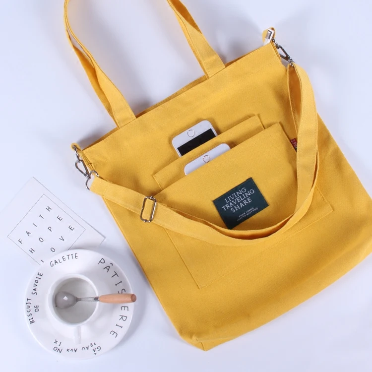 2018 spring Korean canvas bag detachable shoulder strap canvas shoulder bag diagonal female bag