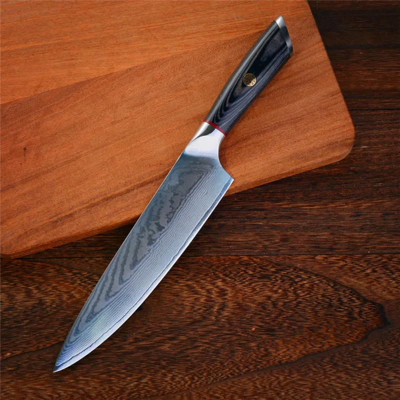 

High quality Damascus steel 8 inch chef knife kitchen knife chopper knife non-slip color wooden handle cooking knife