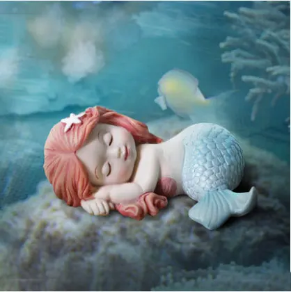 

Mermaid Resin No Fading Sequins Distressed Landscaping Model Ornaments Aquarium Background Decorative Coral Shell Accessories
