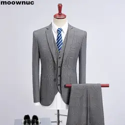 2019 Весенняя Новинка три штуки мужские костюмы Slim Fit повседневный комплект мужской деловой повседневный костюм в клетку Размер S-4XL