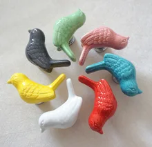 Cute Birds Ceramic Knobs Dresser Knob Drawer Pulls Handles Cupboard Pulls Knob Pink Green Kids Cabinet Knob Furniture Home Decor