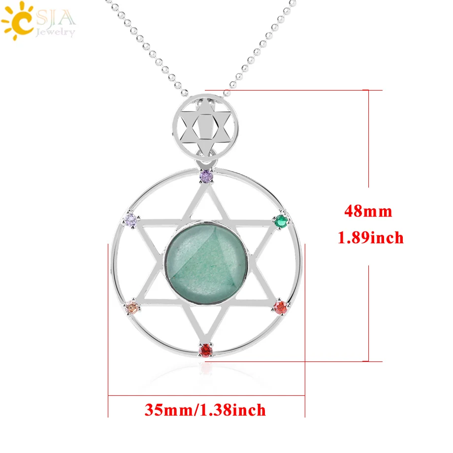 CSJA, новинка, натуральный камень, гексаграмма, кулон, ожерелье, Духовная Звезда Давида, исцеление, чакра, бусы, модные ювелирные изделия для женщин и мужчин, F813