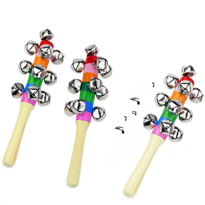 wooden rattle with bells