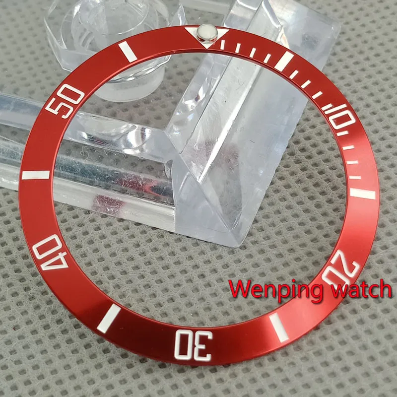 

Watch parts 38mm Full Red Titanium Bezel with white mark Insert for 40mm Automatic Watches P300-(48)