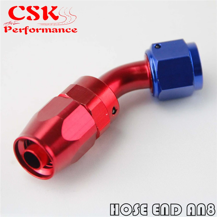 1X Aluminum AN8 45 Degree Swivel Oil Fuel Line Hose End Fitting Adapter BK / BL