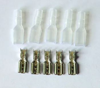 

100pcs 4.8mm Faston Cold-press Crimp Terminal Female Connector With Transparent Sheath Inserted Spring 4.8 mm Insulator For Wire