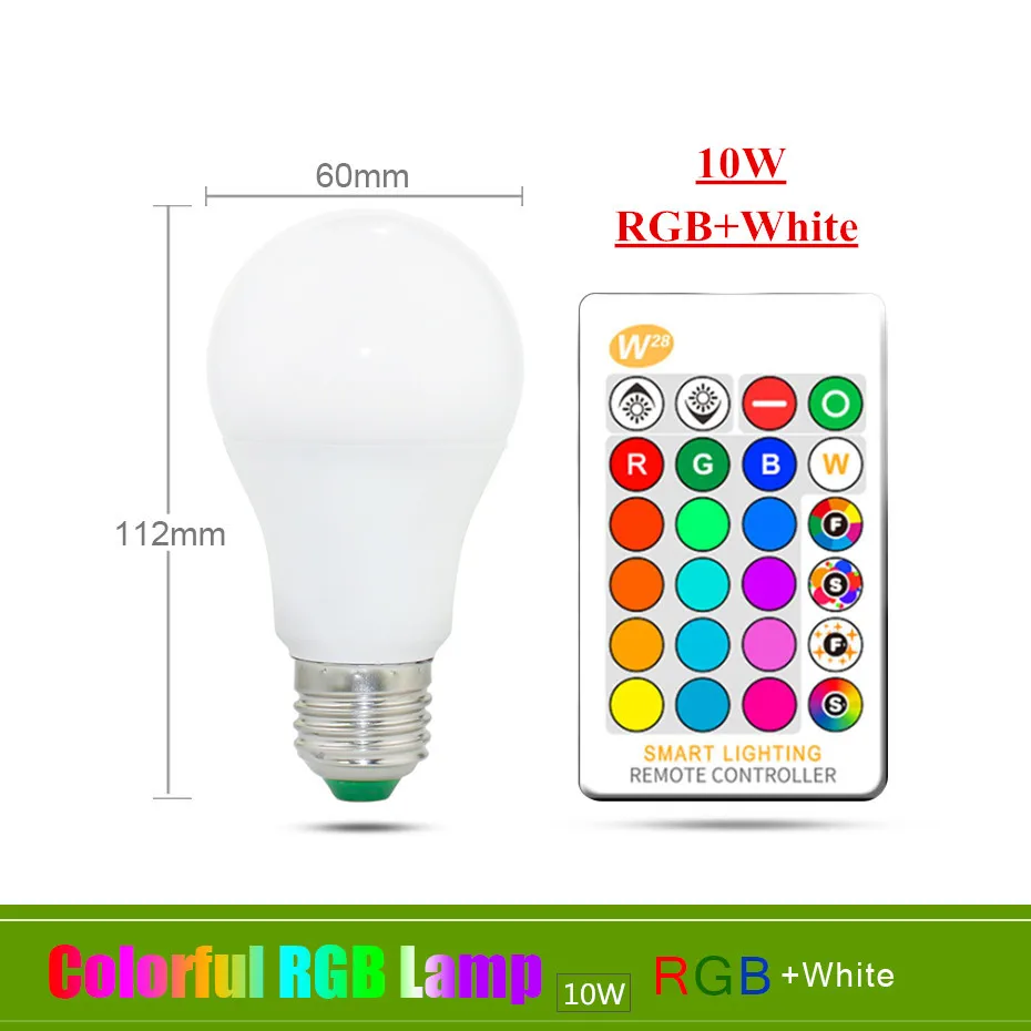 Светодиодный светильник с регулируемой яркостью E27, E14, 3W, 5 Вт, RGB, 10 Вт, 15 Вт, RGBW, RGBWW, лампада, 16 цветов, функция памяти, с ИК-пультом дистанционного управления, светодиодный - Испускаемый цвет: 10w E27 RGBW