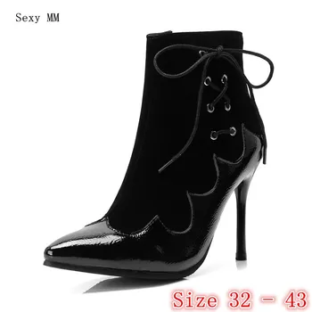 

Spring Autumn High Heel Shoes Women Ankle Boots Woman Short Boots High Heels Small Plus Size 32 33 - 40 41 42 43