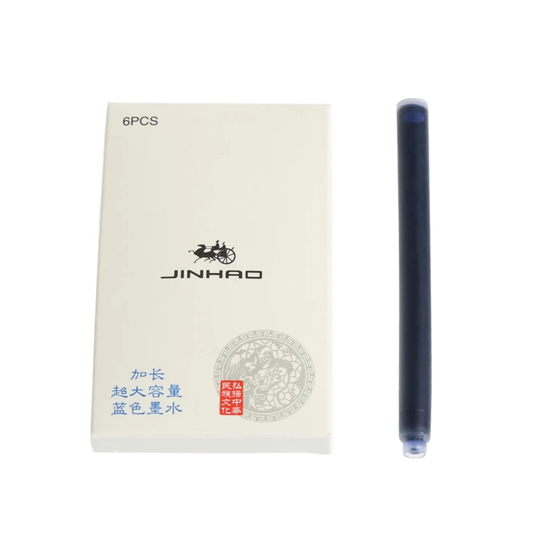 

6Pcs JinHao Ink Cartridges Long Fountain Pen Refill in Black/Blue Writing Tool