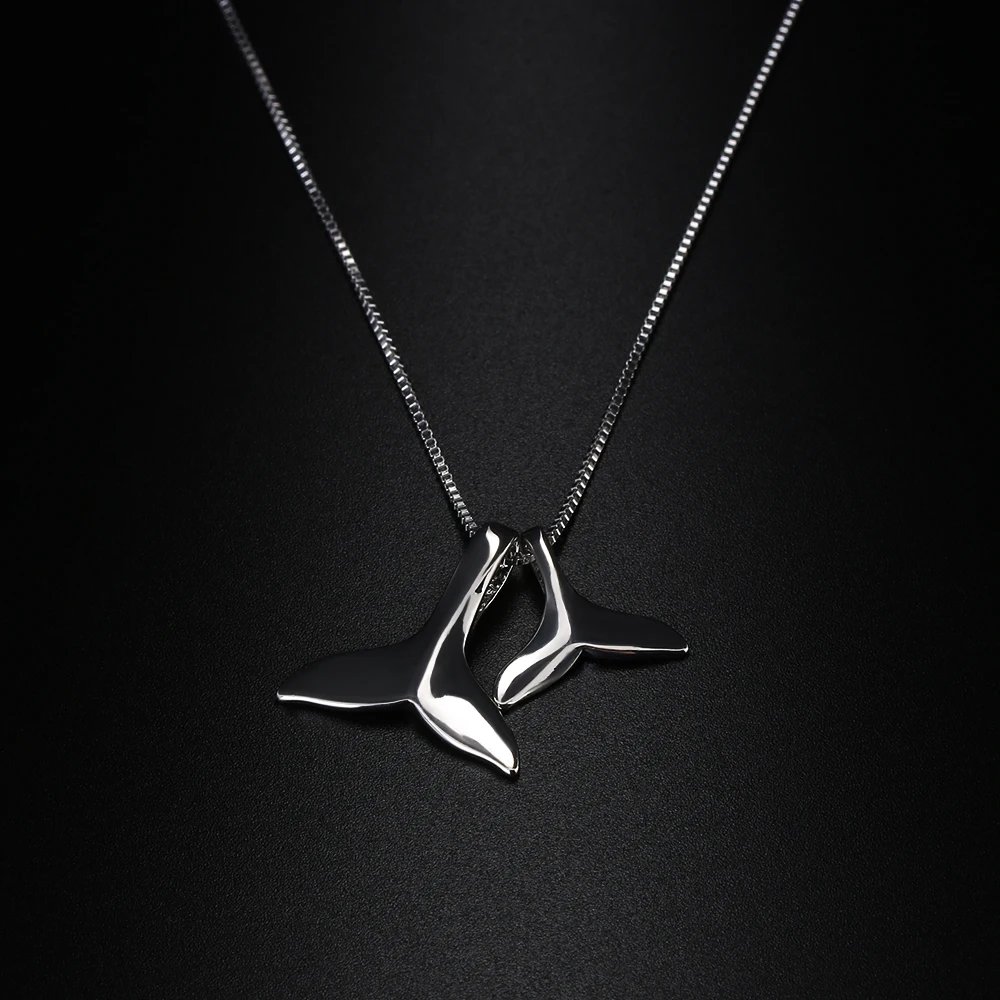 

1PC Lover Couple Dolphins Whale Fish Dolphin Tail Pendant Necklace Jewelry Charms Silver Chain Necklace Femme Brincos 2018