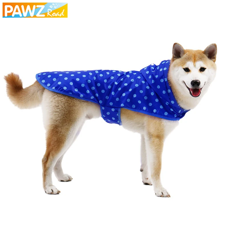 

Dog Raincoat Waterproof Cute Dot With Leash Hole Pet Coat Jacket For Large Dog Outdoors Walking Windproof Pet Hoodie 45/50/55 CM
