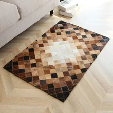 Ручной Работы Роскошный из воловьей кожи мех натуральный цвет смешанный маленький ковер пэтчворк, украшение меховой дверной коврик, коврик для ванной комнаты