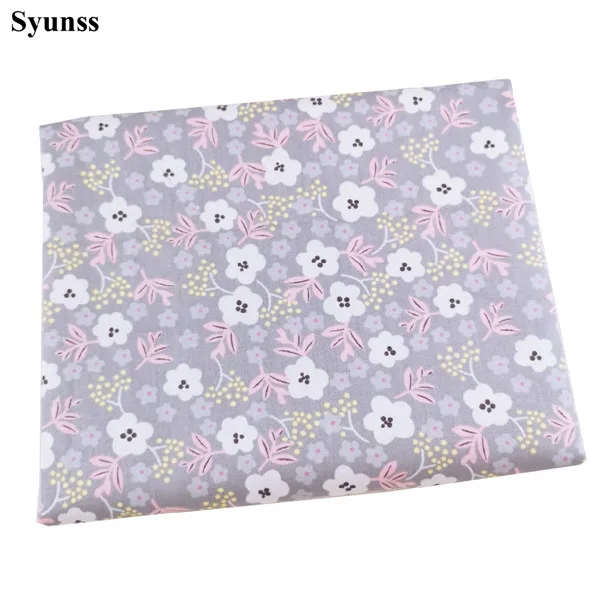 Syunss Diy Лоскутная Ткань для квилтинга детские кроватки подушки платье Шитье Tissus серый розовый цветочный принт хлопок ткань Tecido - Цвет: gray
