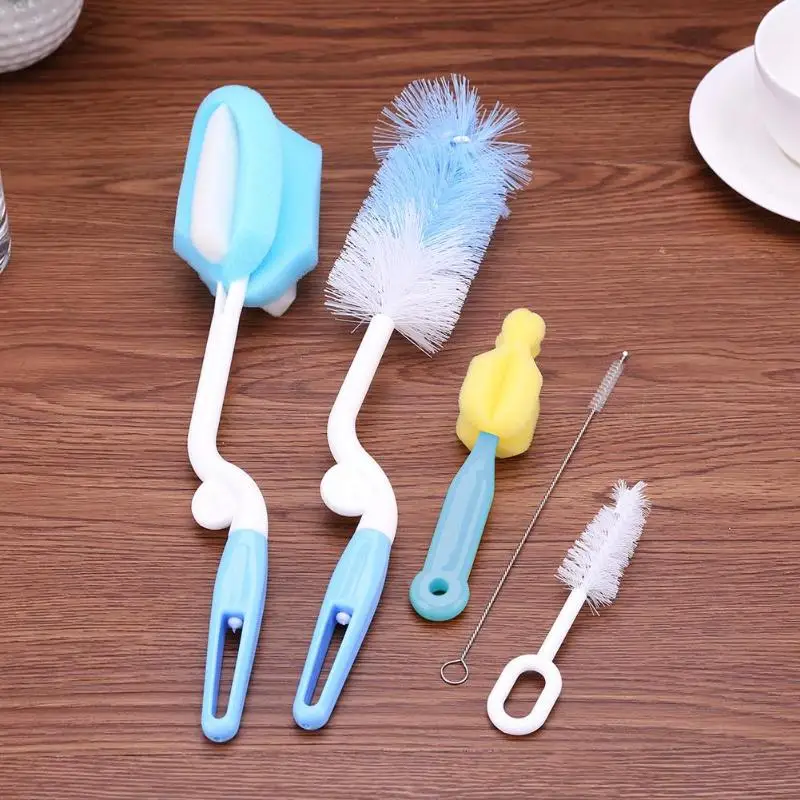3/4/5pcs Baby Bottle Brushes Set Sponge Nipple Pacifier Cleaner Milk Feeder Cleaning Brush Baby Feeding Tools Baby Care Props