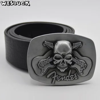 

5 PCS MOQ WesBuck Brand Elvis The King Of Rock & Roll Music Belt Buckle Skull With PU Belt Holiday gifts