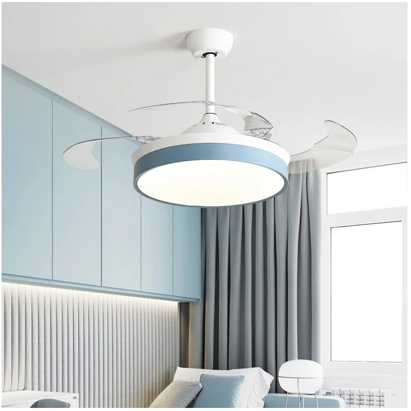 

Fashion fan light Modern pendant fan with LED light for Dinning Room Bedroom Restaurant Invisible Acrylic Leaf Led Ceiling Fans
