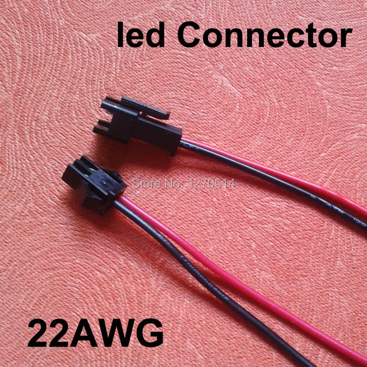 

50pairs/lot 20cm/pcs 40cm/pair, 22awg Terminals wire, led strip Connector 2pin 20cm Wire for Male/female Led Lamp Driver cable